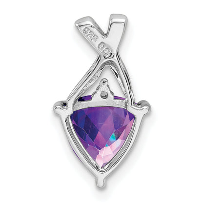 Sterling Silver Rhodium Plated Amethyst And White Topaz Pendant