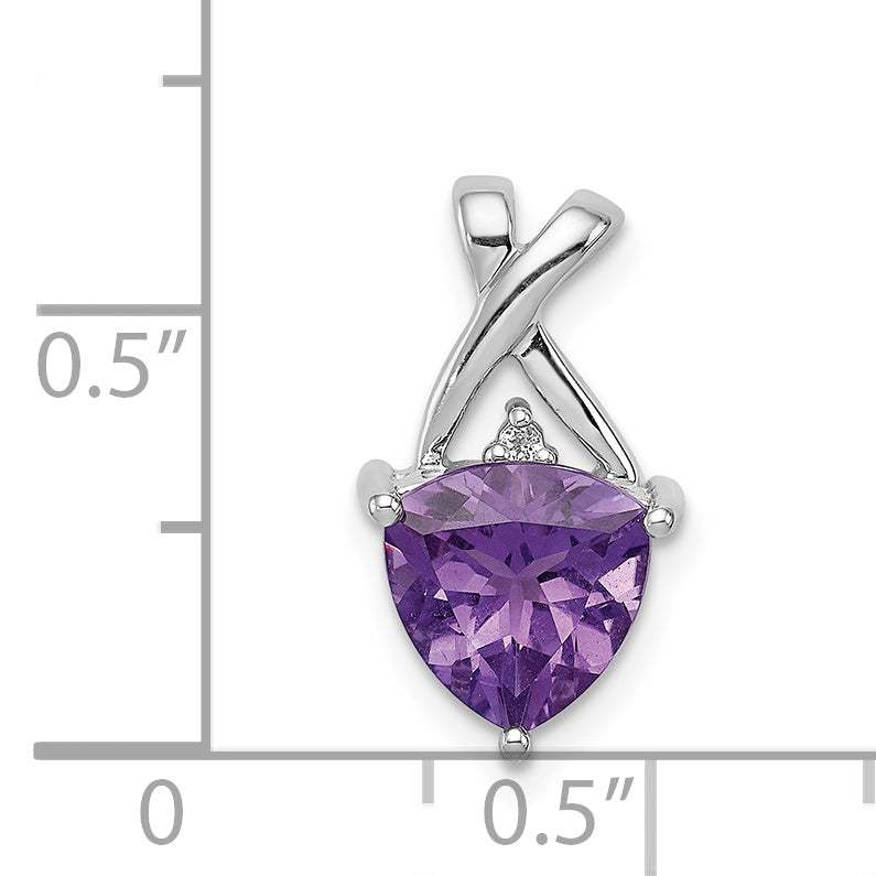 Sterling Silver Rhodium Plated Amethyst And White Topaz Pendant