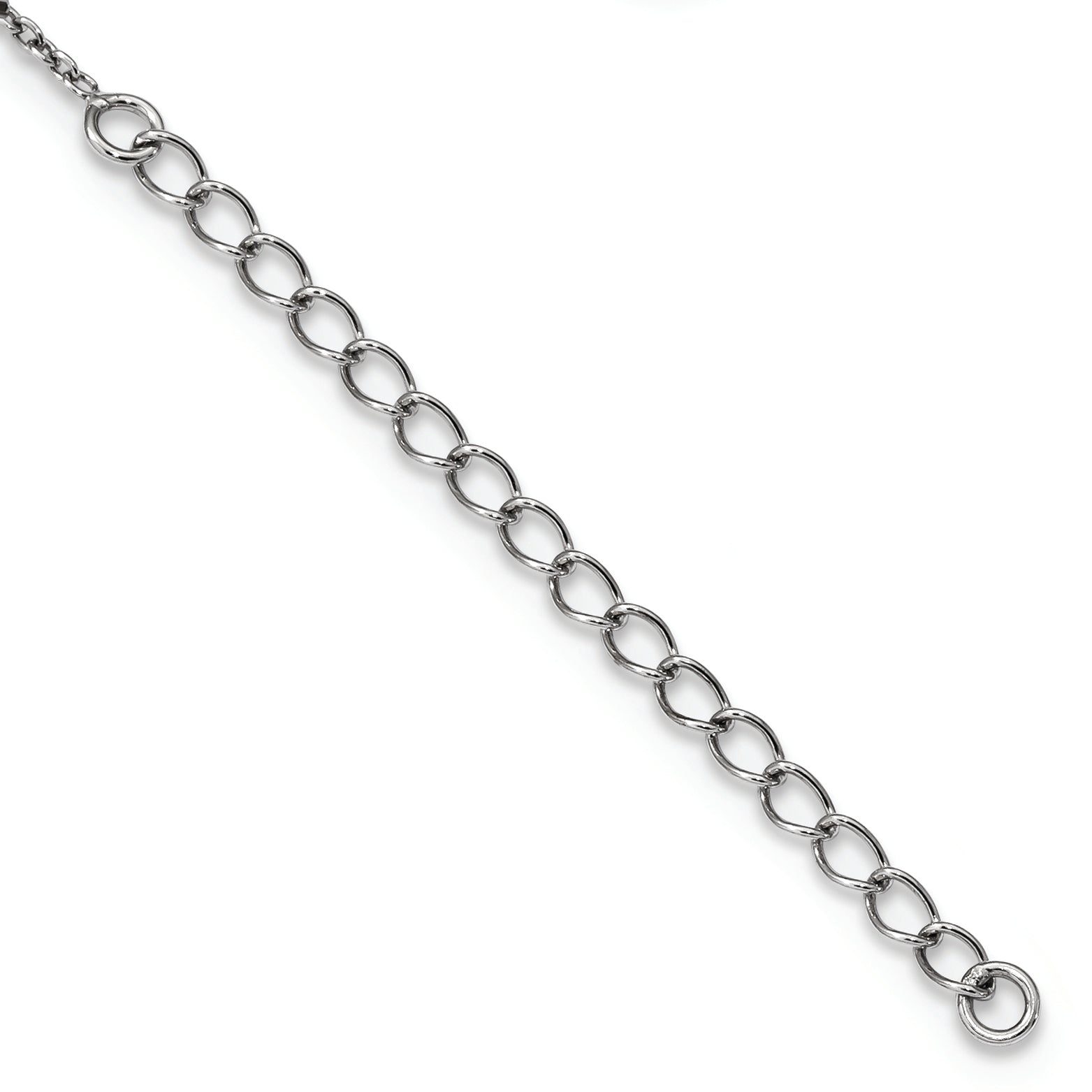 Sterling Silver White Night Rhodium-Plated Blue Diamond 18 Inch Necklace With 2 Extender