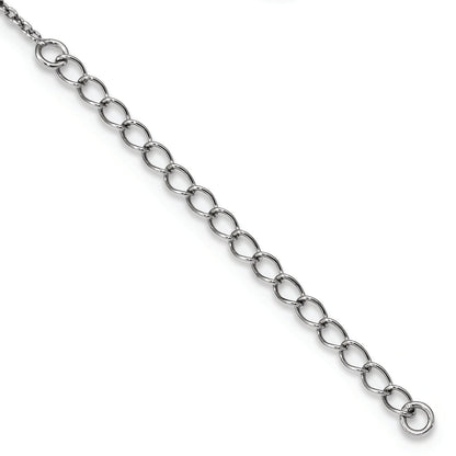 Sterling Silver White Night Rhodium-Plated Blue Diamond 18 Inch Necklace With 2 Extender