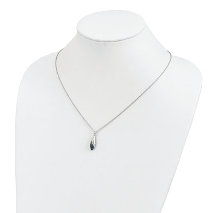 Sterling Silver White Night Rhodium-Plated Blue Diamond 18 Inch Necklace With 2 Extender