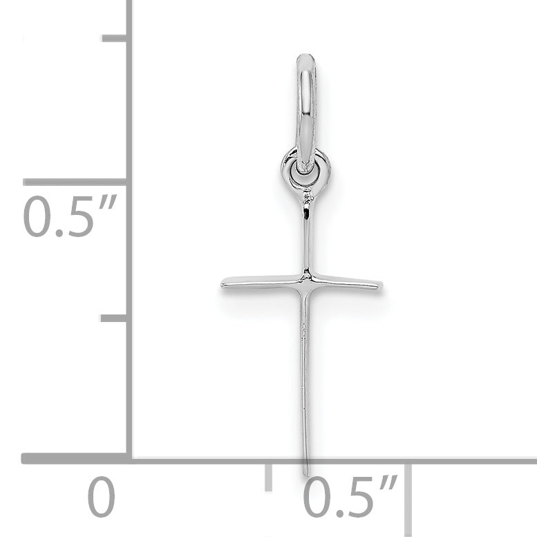 Sterling Silver Rh Plated Child'S Polished Cross Pendant