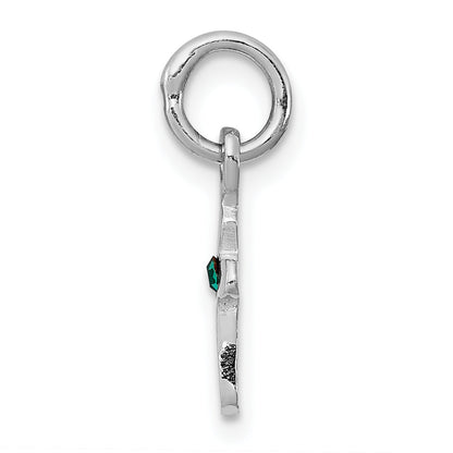 Sterling Silver Rh-Pltd Child'S May Green Preciosca Crystal Cross Pendant