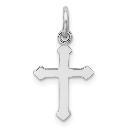 Sterling Silver Rh Plated Child'S Polished Cross Pendant