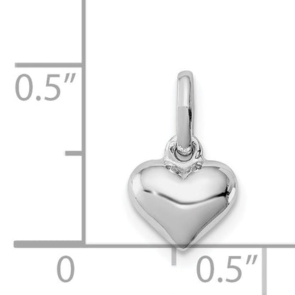 Sterling Silver Rhodium-Plated Polished Heart Children'S Pendant