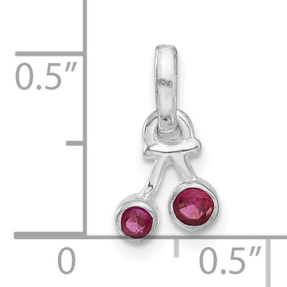 Sterling Silver Synthetic Ruby Cherry Kid'S Pendant