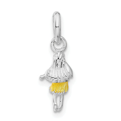 Sterling Silver Children'S Enameled Hawaiian Girl Pendant