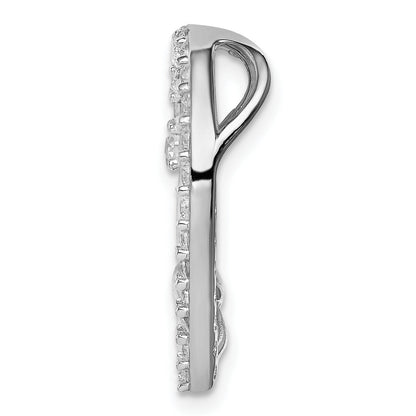 Sterling Silver Rhodium-Plated Cz Heart Chain Slide