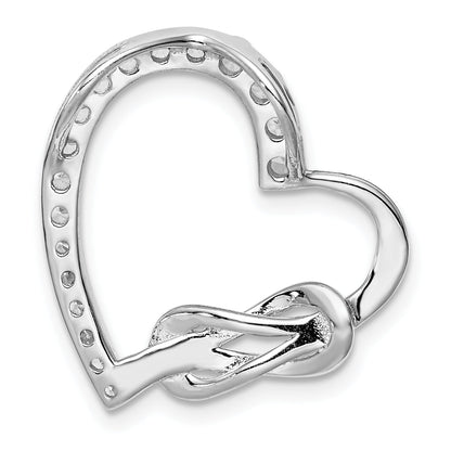 Sterling Silver Rhodium-Plated Cz Heart Chain Slide