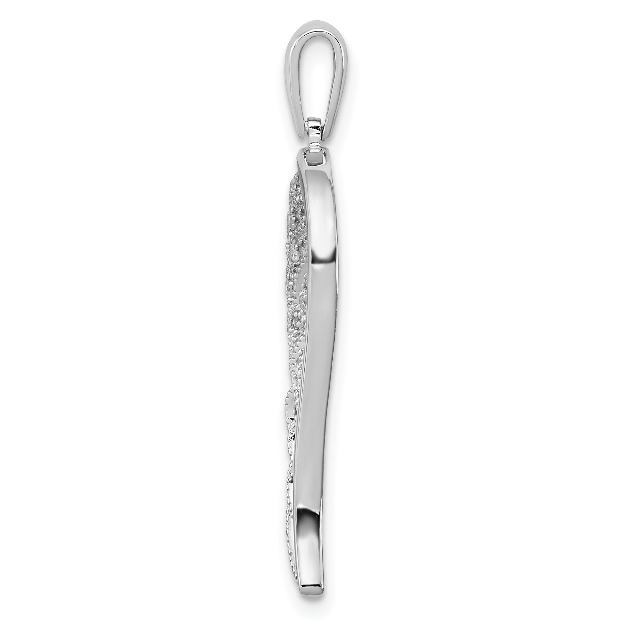 Sterling Silver Rhodium Diam. Open-Work Wing Pendant