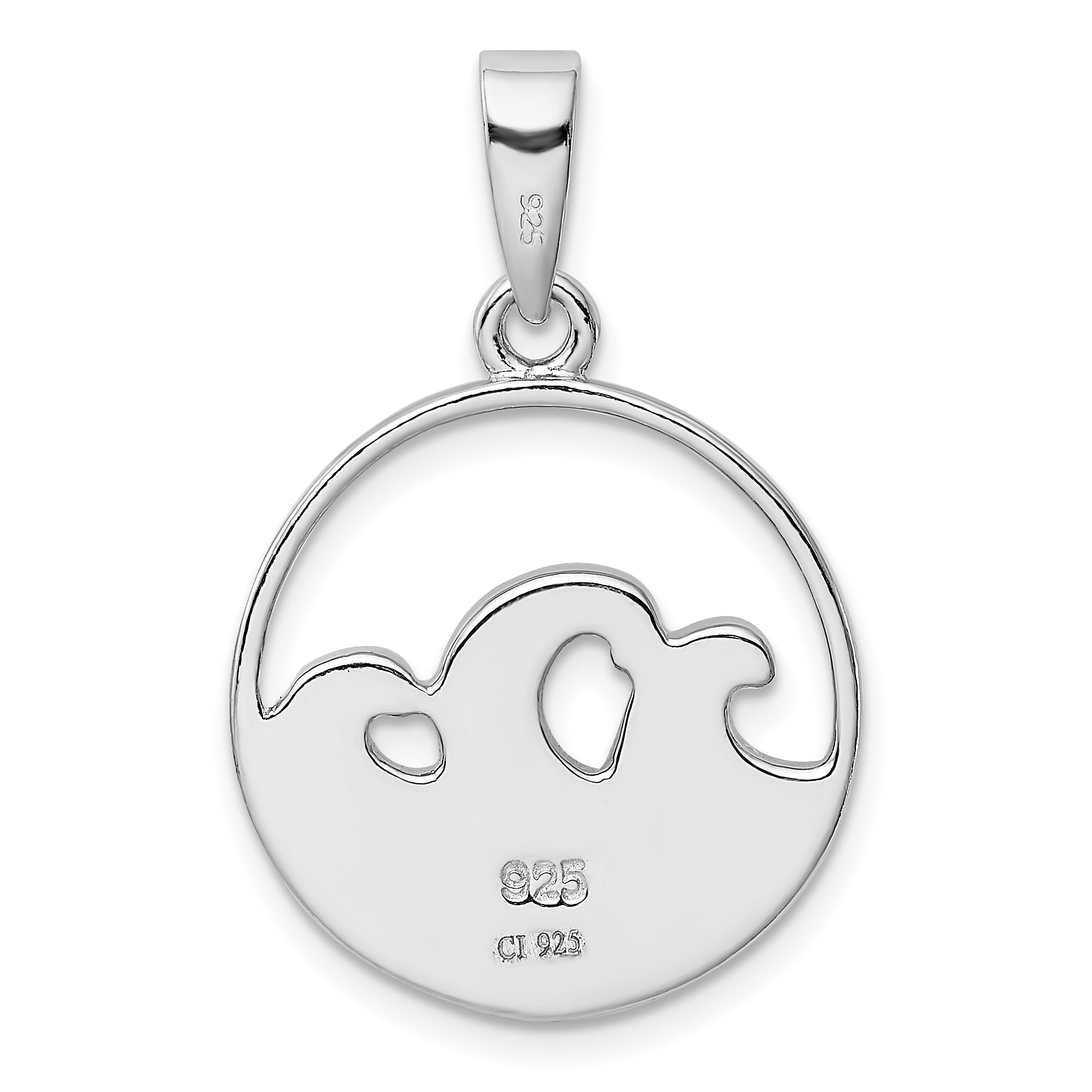 Sterling Silver Rhodium-Plated Blue Created Opal Wave Pendant