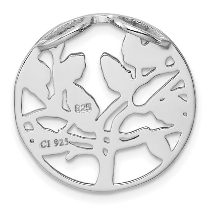 Sterling Silver Rhodium-Plated Blue Created Opal Tree Pendant