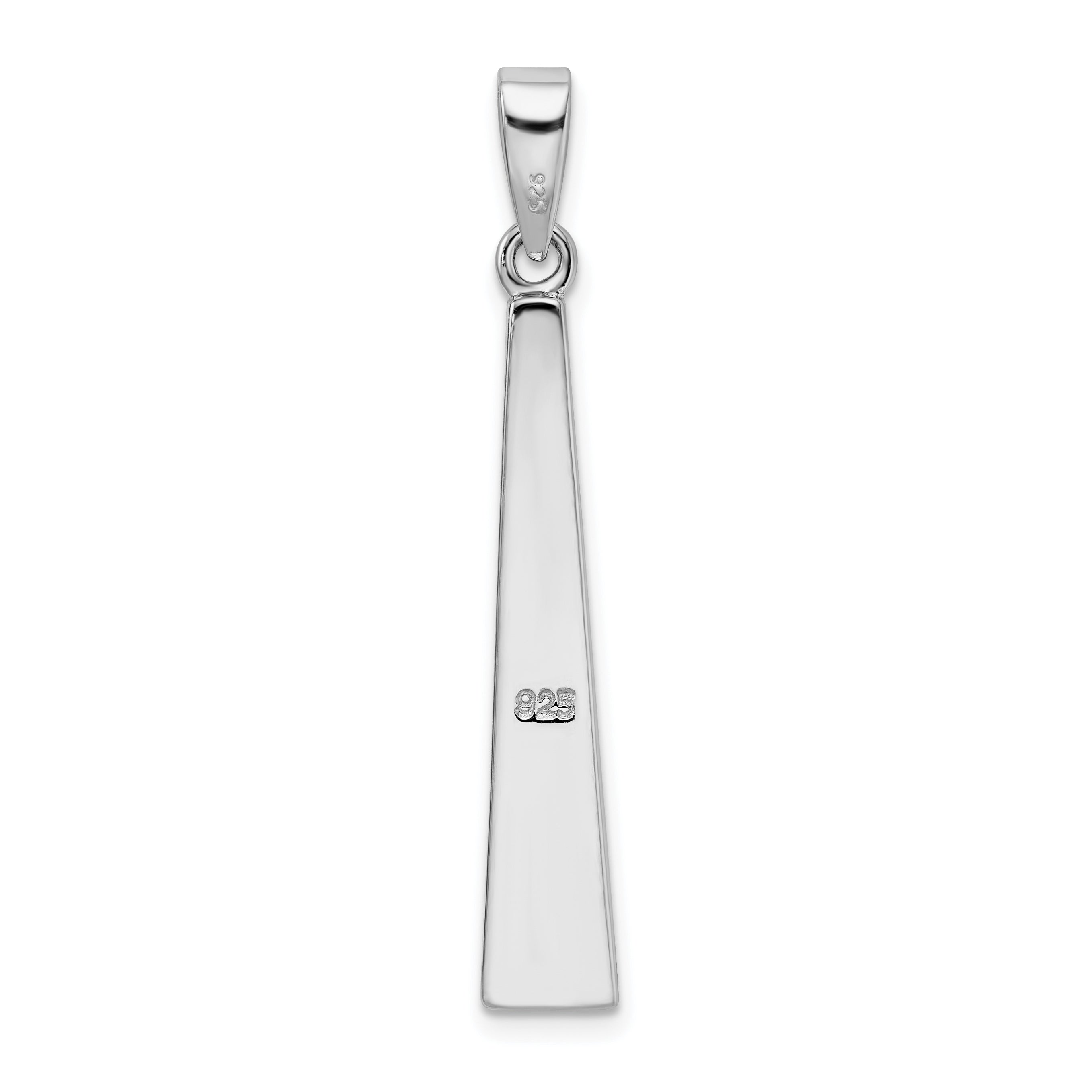 Sterling Silver Rhodium-Plated White Created Opal Bar Pendant
