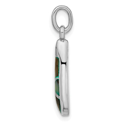Sterling Silver Rhodium-Plated Abalone Teardrop Pendant