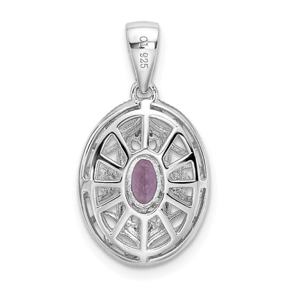 Sterling Silver Rhodium-plated Oval Amethyst and White Topaz Pendant