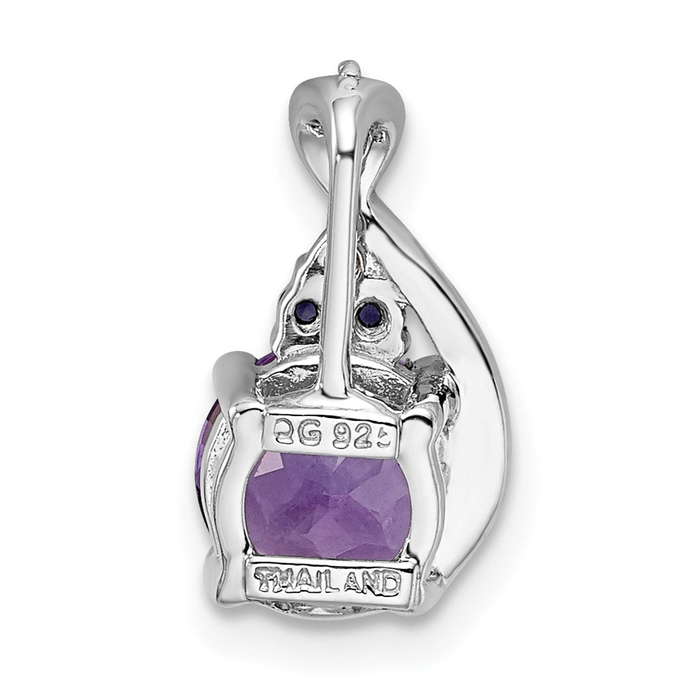 Sterling Silver Rhodium-plated Diamond, Amethyst & Iolite Pendant