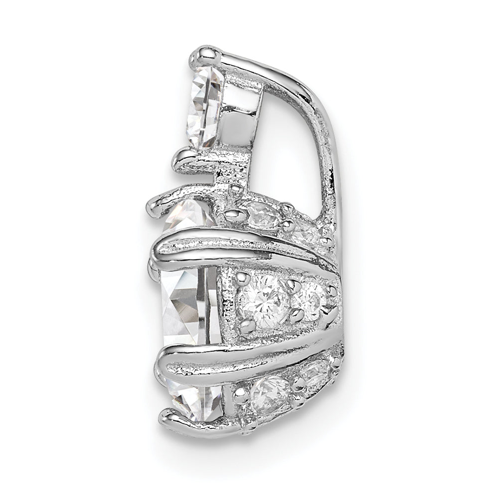 Sterling Silver Rhodium-Plated Polished 8mm Round Cz Chain Slide