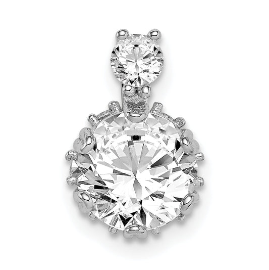 Sterling Silver Rhodium-Plated Polished 8mm Round Cz Chain Slide