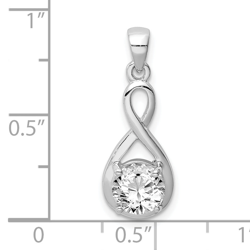Sterling Silver Rhodium-Plated 6.5mm Cz Teardrop Pendant
