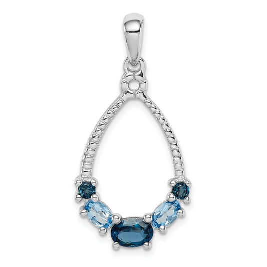 Sterling Silver Rhod-Plat London Blue And Lb Topaz Pendant