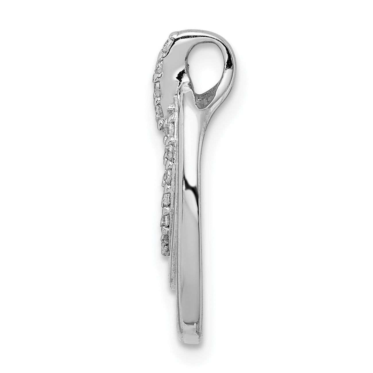 Sterling Silver Rhodium-Plated Cz 3-Oval Chain Slide