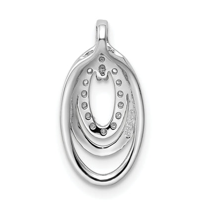 Sterling Silver Rhodium-Plated Cz 3-Oval Chain Slide
