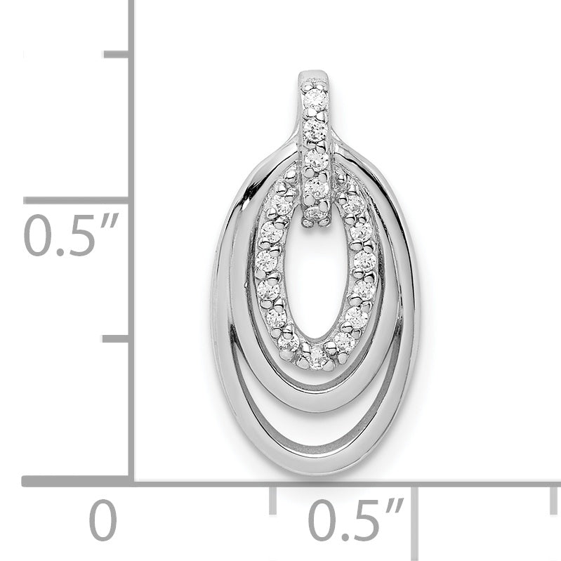 Sterling Silver Rhodium-Plated Cz 3-Oval Chain Slide