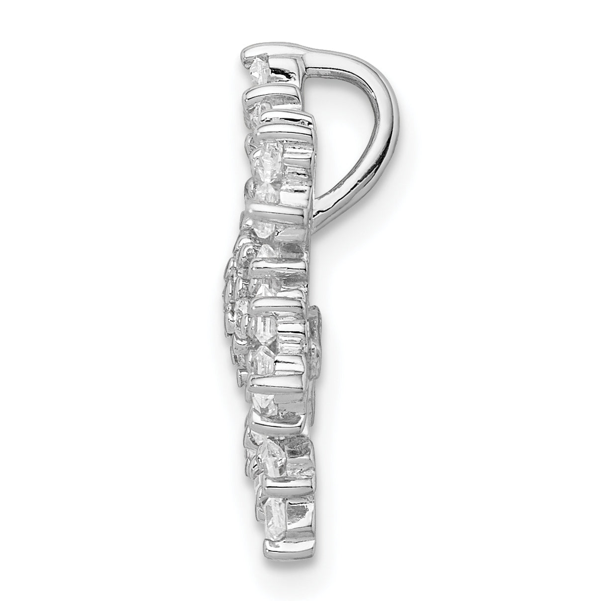 Sterling Silver Rhodium-Plated Cz Snowflake Chain Slide