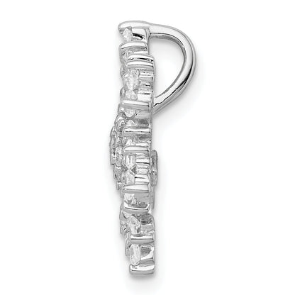 Sterling Silver Rhodium-Plated Cz Snowflake Chain Slide