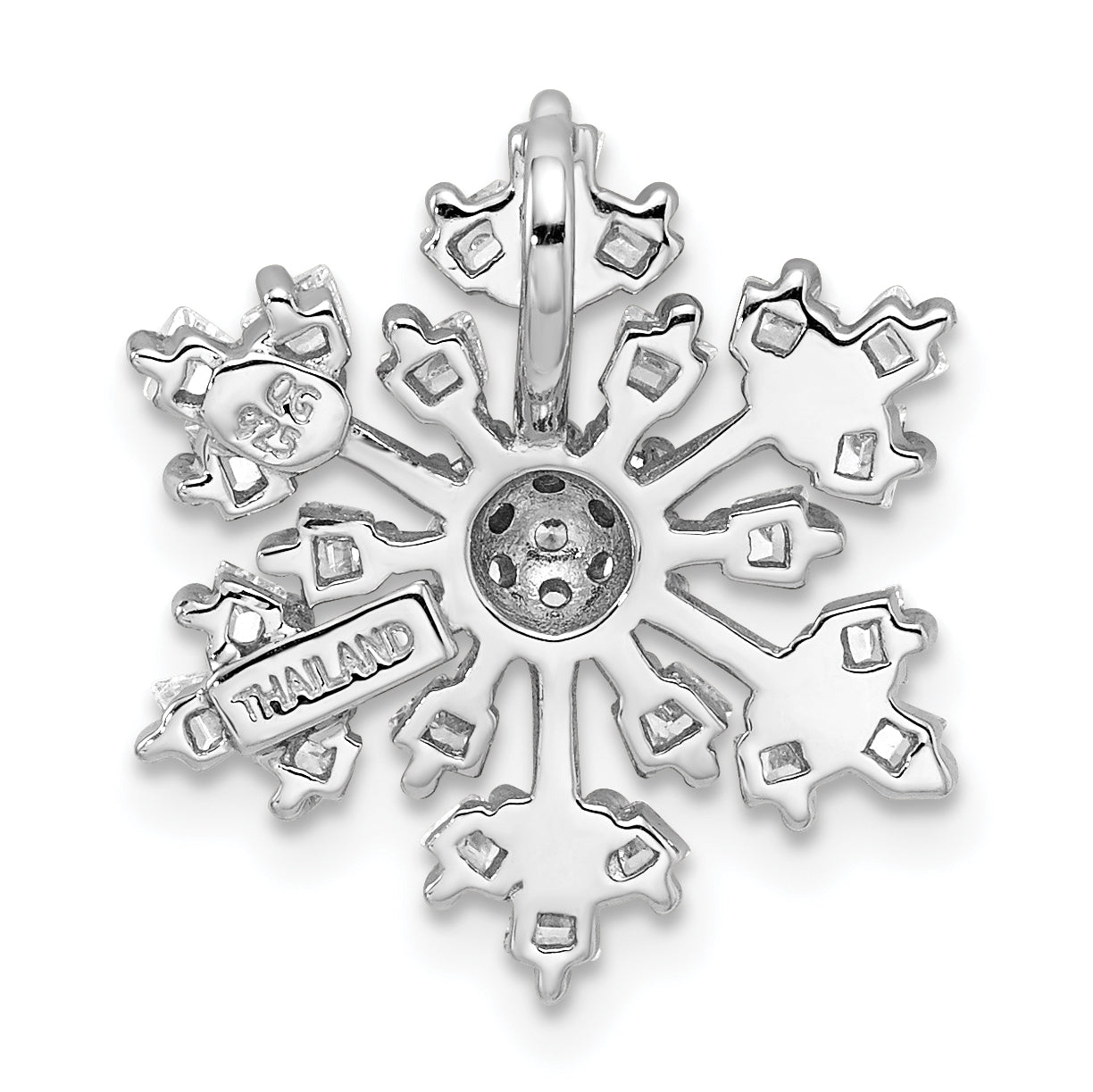 Sterling Silver Rhodium-Plated Cz Snowflake Chain Slide