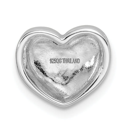 Sterling Silver Rhodium-Plated Scratch Finish Heart Chain Slide