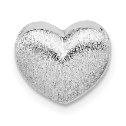Sterling Silver Rhodium-Plated Scratch Finish Heart Chain Slide
