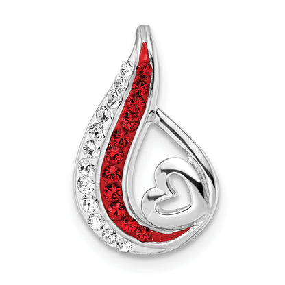 Sterling Silver Rh-Plated Preciosa Crystal Teardrop Heart Chain Slide