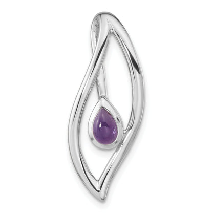 Sterling Silver Rh-Plated Pear Amethyst Fancy Pendant