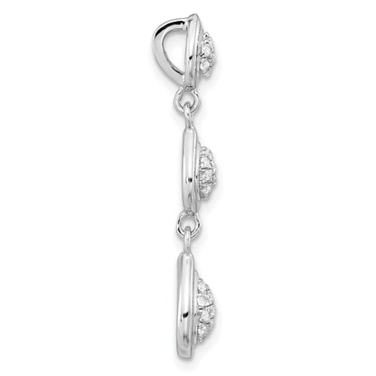 Sterling Silver Rhodium-Plated Cz Teardrop Chain Slide