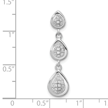 Sterling Silver Rhodium-Plated Cz Teardrop Chain Slide
