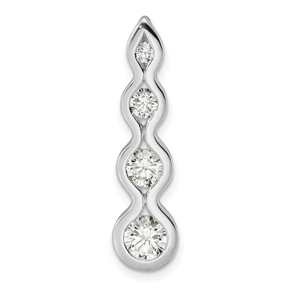 Sterling Silver Rhodium-Plated Drop Cz Wave Chain Slide