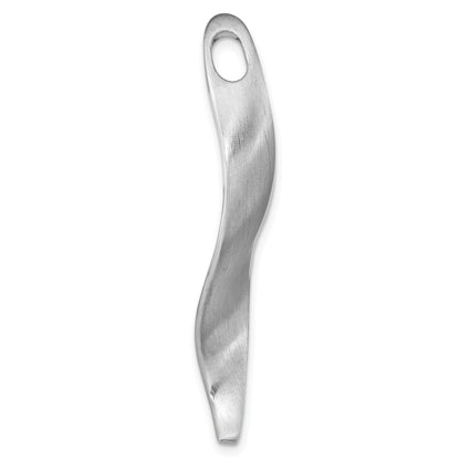 Sterling Silver Rh-Plated Brushed & Polished Curved Chain Slide