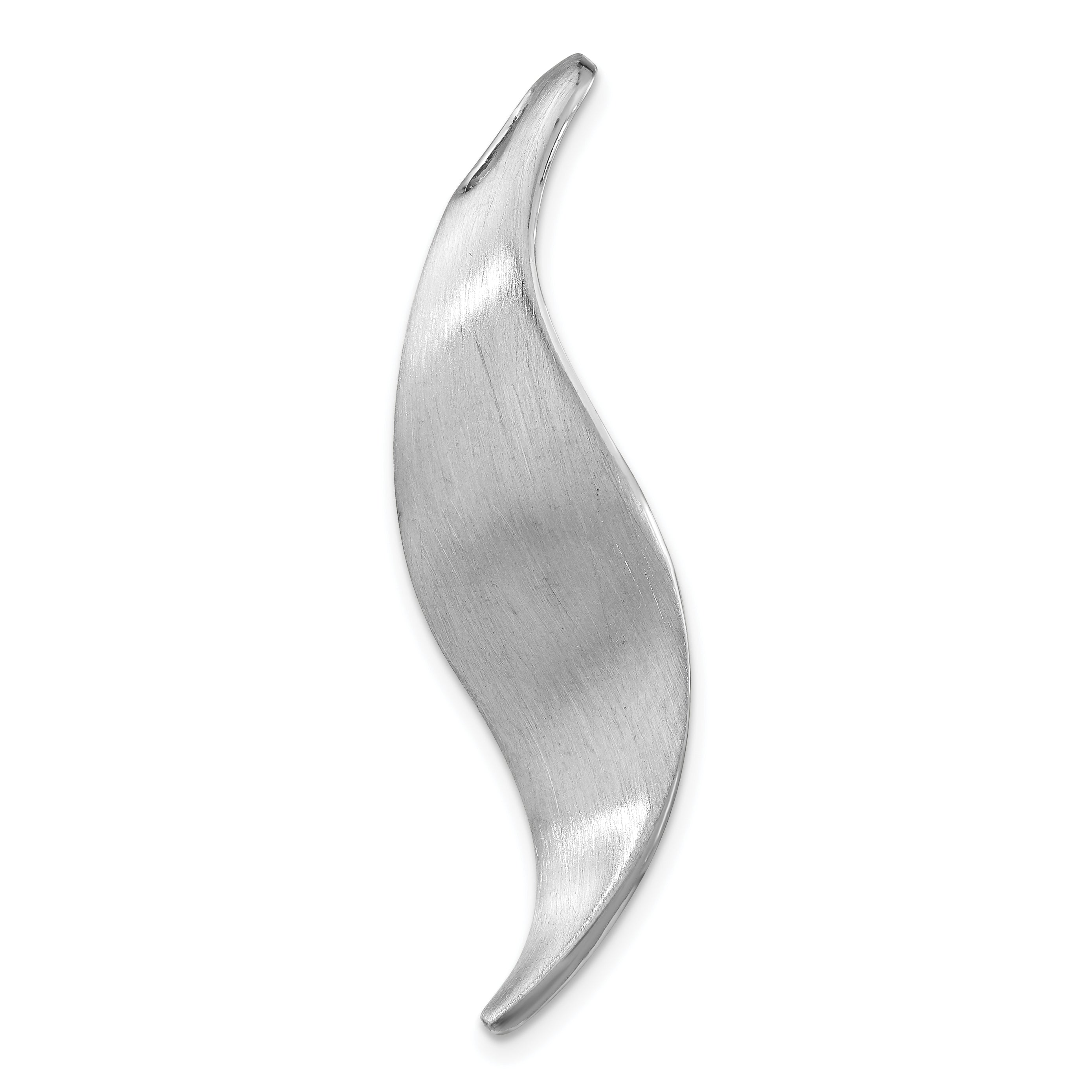 Sterling Silver Rh-Plated Brushed & Polished Curved Chain Slide