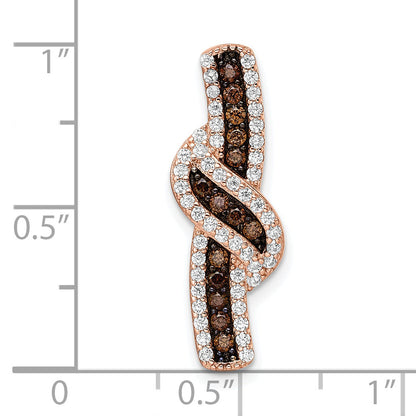 Sterling Silver Rose-Tone Black Rhodium-Plated Cz Fancy Chain Slide