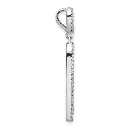 Sterling Silver Rhodium-Plated Cz & Black Agate Slide
