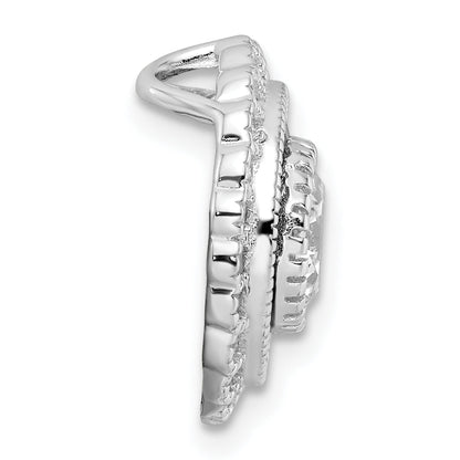 Sterling Silver Rhodium-Plated Polished Blue & White Cz Round Chain Slide