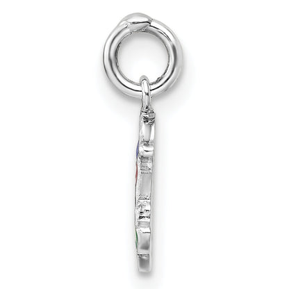 Sterling Silver Rh-Plated Multi-Color Enamel Mermaid Children'S Pendant