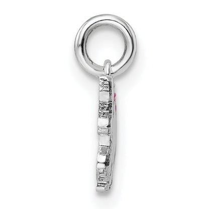Sterling Silver Rhodium-Plated Pink, White & Black Enameled Unicorn Children'S Pendant