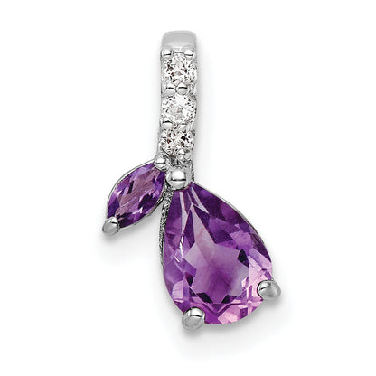 Sterling Silver Sterlingsilver Rhodplat .79Am/Wt Amethyst & White Topaz Pendant