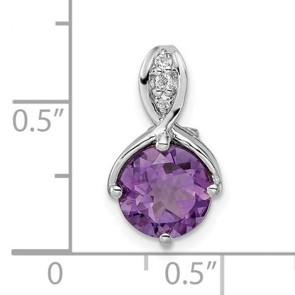 Sterling Silver Ss Rhod-Plated Circle 1.86Tw Amethyst/White Topaz Pendant