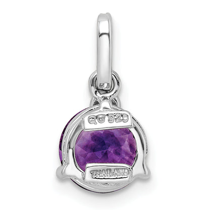Sterling Silver Rhod-Plated Circle 1.90Amethyst/Whitetopaz Pendant