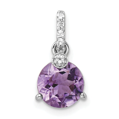Sterling Silver Rhod-Plated Circle 1.90Amethyst/Whitetopaz Pendant