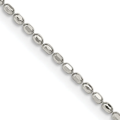 16 Inch Sterling Silver 1.5mm Fancy Beaded Chain Necklace