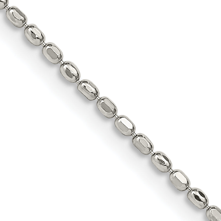 20 Inch Sterling Silver 1.5mm Fancy Beaded Chain Necklace